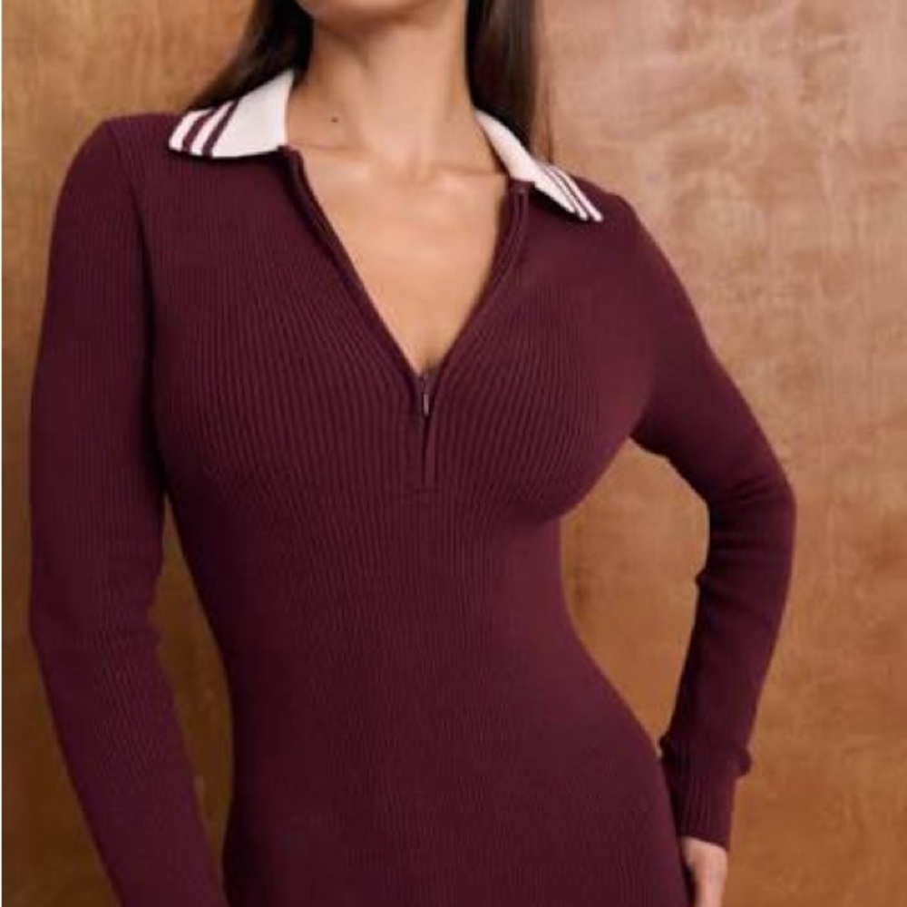 Abercrombie & Fitch Burgundy Ribbed Dress